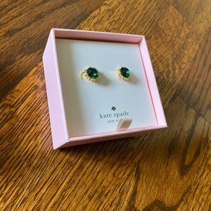 Kate Spade Emerald and Gold Bezel Earrings